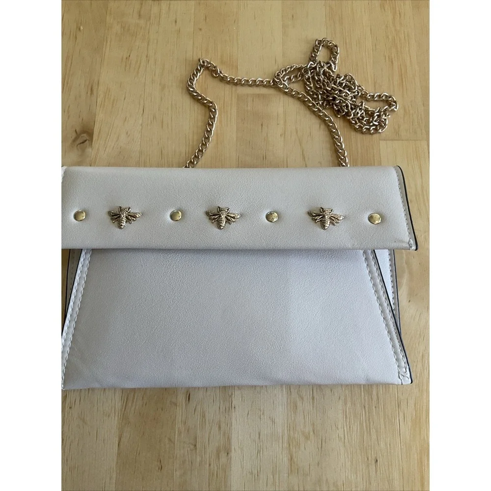 Jeweled‎ Bee Clutch Leather Snap Pouches Jewels Chain Women's Clutch
